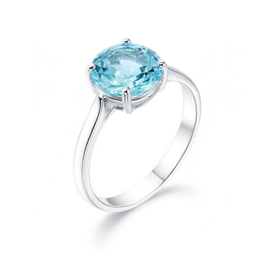 Solitaire Argent Topaze Bleue traitée 8mm