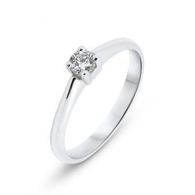 Solitaire Diamant Or Blanc 0.19 carat