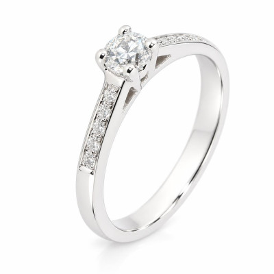 Solitaire Or Blanc 750 Diamant 0.30 carat
