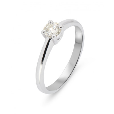 Solitaire Or Blanc 750 et Diamant 0.37 carat