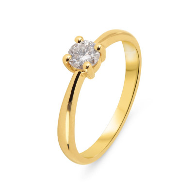 Solitaire Or Jaune 750 Diamant 0.34 carat