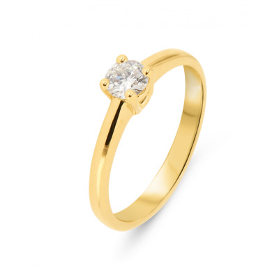 Solitaire Or Jaune 750 et Diamant