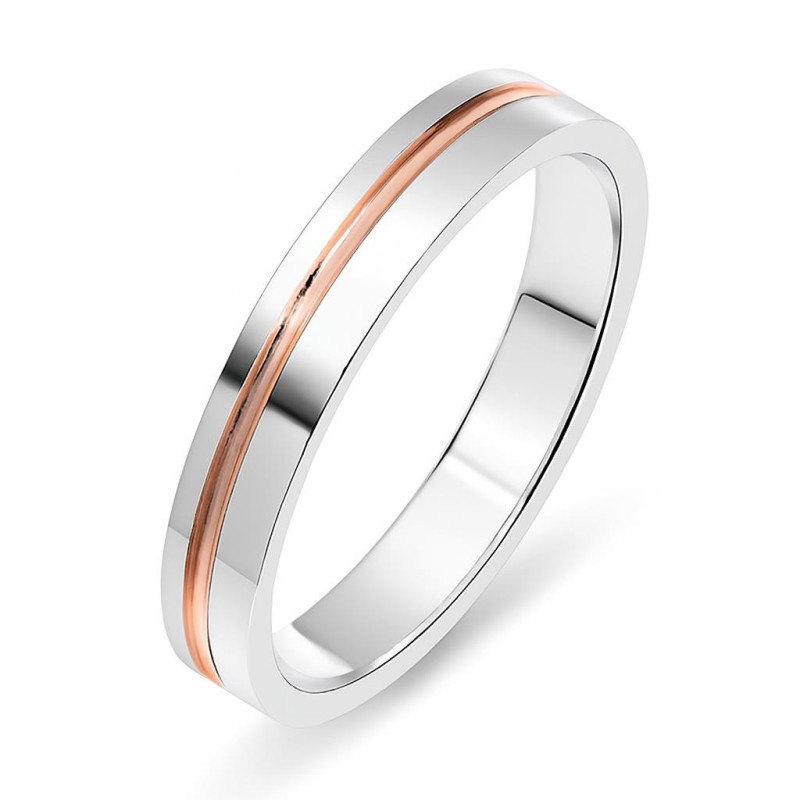 Alliance Rétro 2 Ors Or Et Argent Taille 55 - Bijou État Neuf
