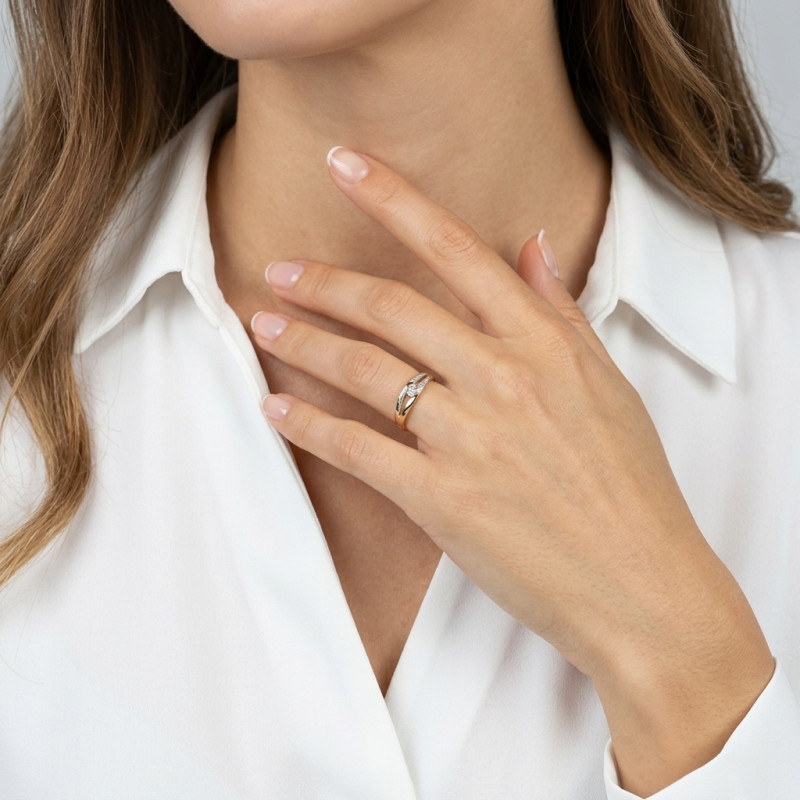 Bague 2 Ors Diamant porté