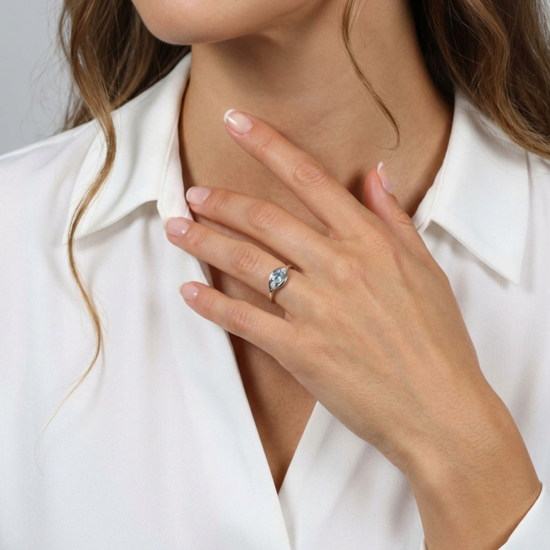 Bague Argent 3 Topazes Bleues Traitée porté
