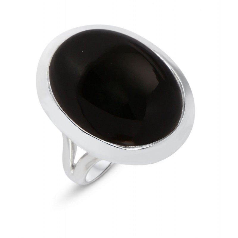 Bague Argent 925 Onyx Cabochon Ovale 20x15mm