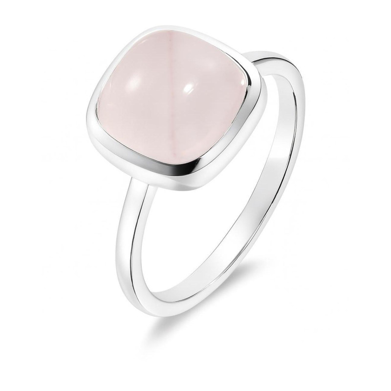 Bague Ancienne Fin XIXe Début XXe En Argent 935 Avec Cabochon De Quartz Rose - Taille 52 - Bijou Vintage