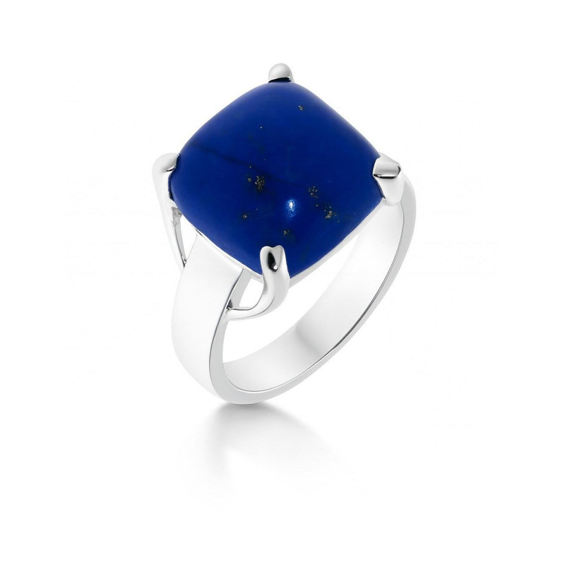 Bague Plaque Or Avec Lapis-Lazuli 12mm - Taille 62, Neuf Sans Emballage