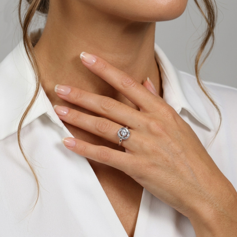 Bague Argent Oxyde de Zirconium 5mm porté