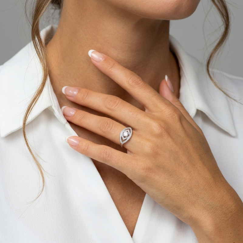 Bague Argent Oxyde de Zirconium Ovale 5x4mm porté