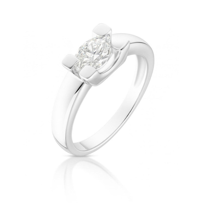 Bague Jonc Argent 925 – Oxyde De Zirconium Ovale – Style Années 90 – Poids 10,2 G – Taille 52 – Neuf Sans Emballage