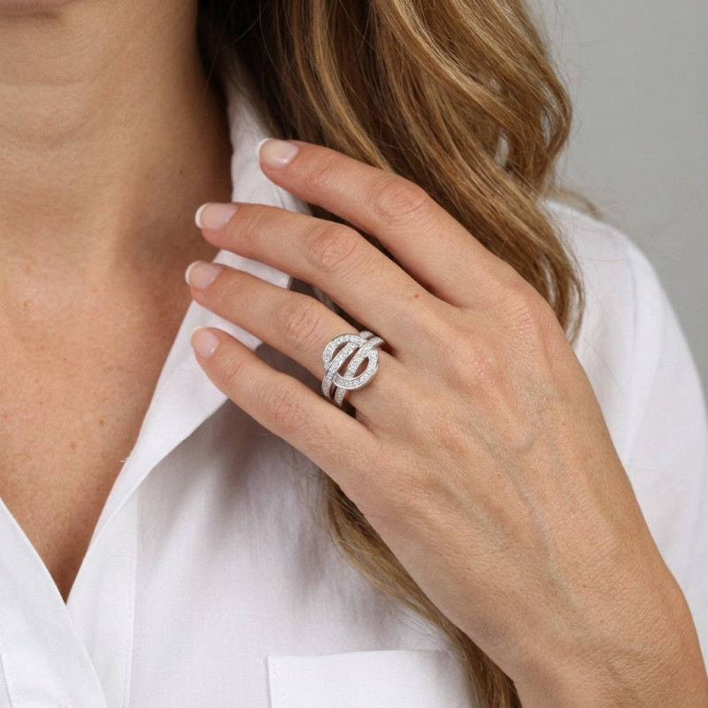 Bague Argent Oxyde de Zirconium porté