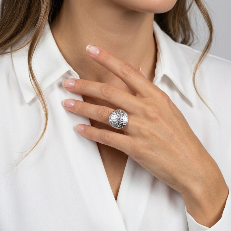 Bague Argent Oxyde de Zirconium porté