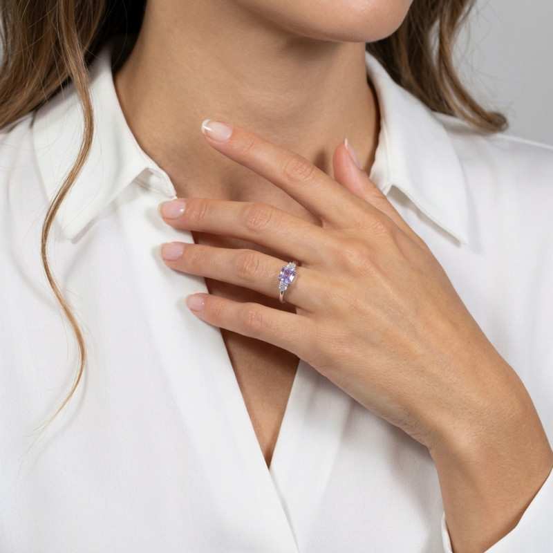 Bague Argent Oxyde de Zirconium porté