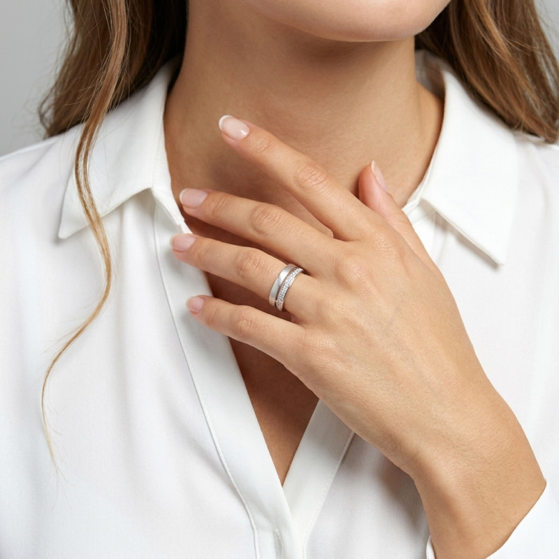 Bague Argent Oxyde de Zirconium porté