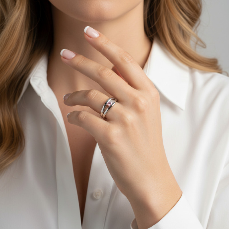 Bague Argent Oxyde de Zirconium porté
