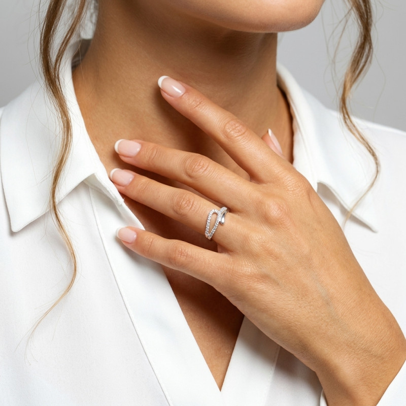 Bague Argent Oxyde de Zirconium porté