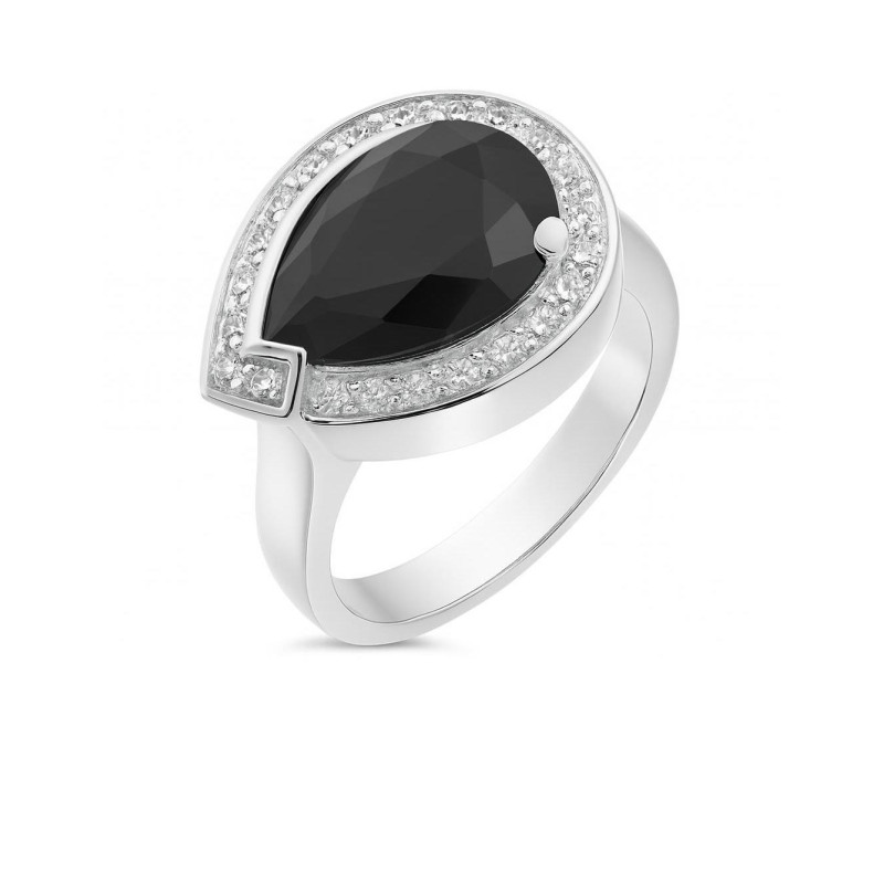 Bague Chevalière Argent 925 - Onyx Noir Et Marcassites - Taille 52 - Occasion Bon état