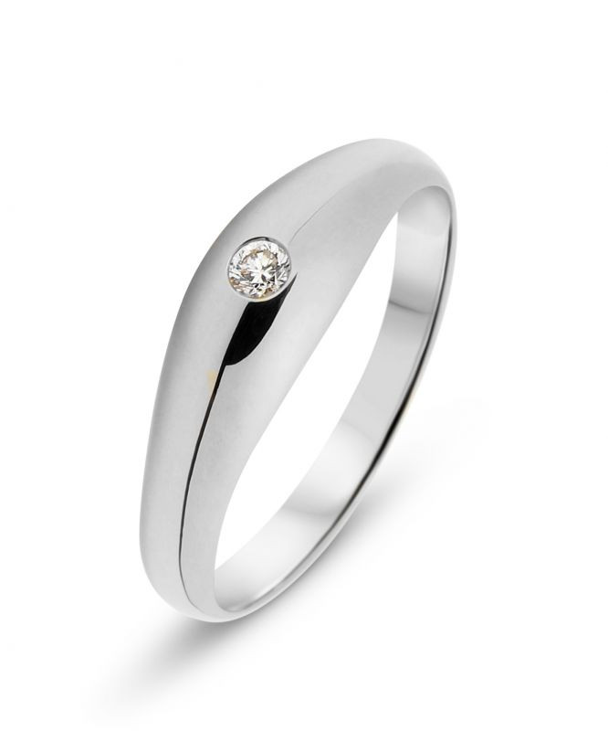 Bague Jonc anglais Or Blanc 750 et Diamant