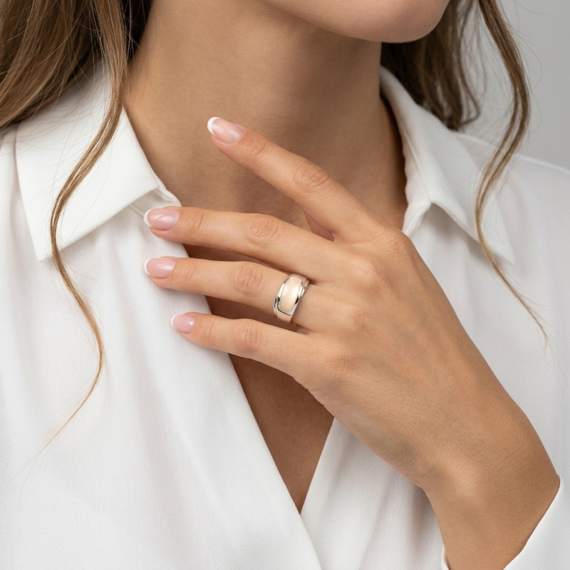 Bague Moderne Nacre en Argent 925 porté