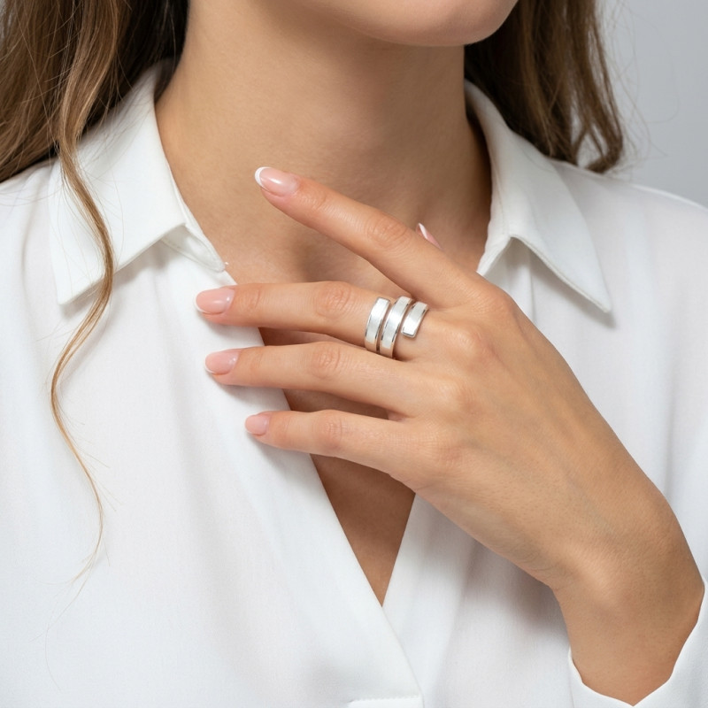 Bague Nacre en Argent 925 porté