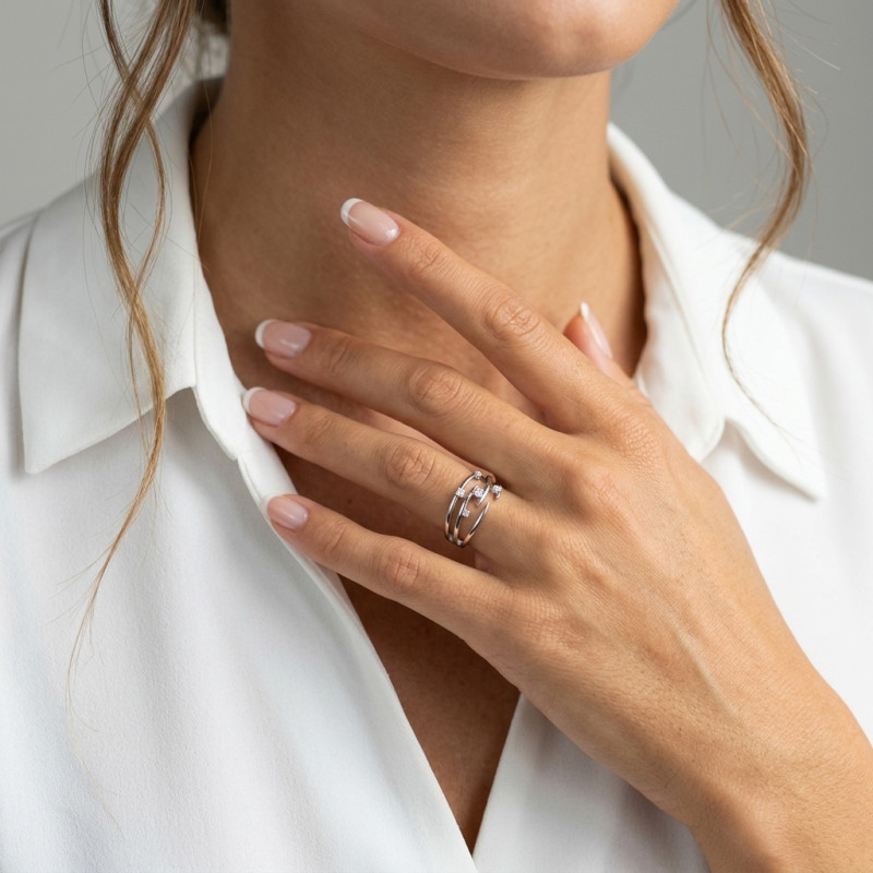 Bague Or Blanc Diamant porté