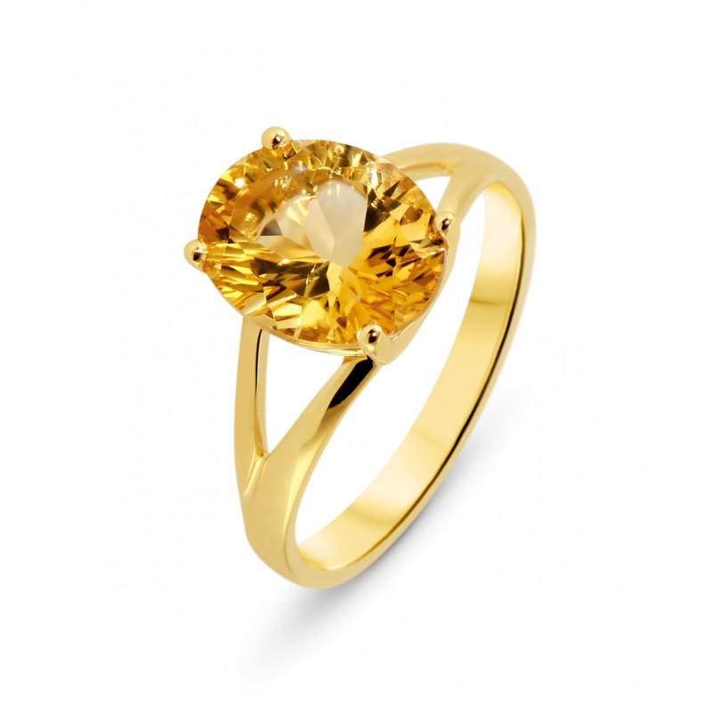 Bague En Or Jaune 18 Carats (3.8g) Avec Grenat - Style Jonc - Occasion Parfait état