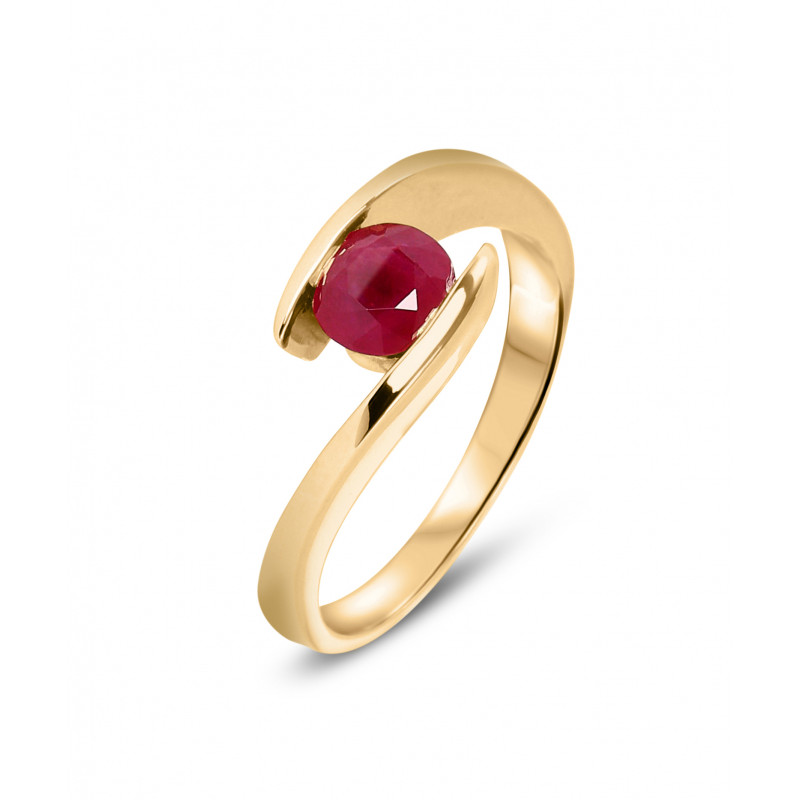 Bague Or Jaune Rubis Rond 5.5mm