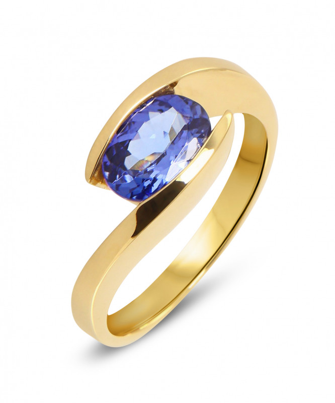 Bague Argent Sterling 925 – Ovale Tanzanite Naturelle, Taille Ajustable, Inde