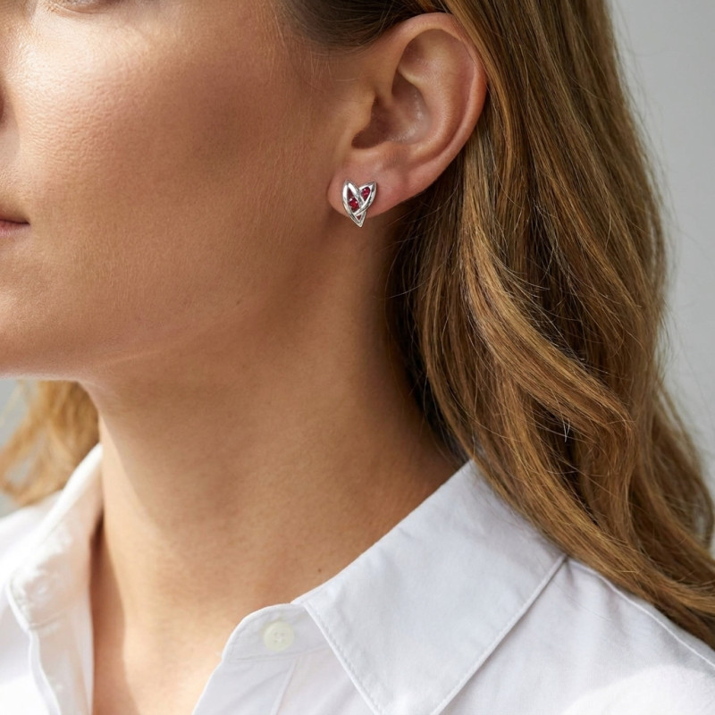 Boucles d'oreilles Argent 925 Grenat porté