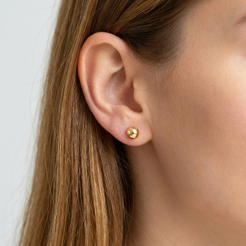 Boucles d'oreilles Argent 925 rosé Boules 5mm porté