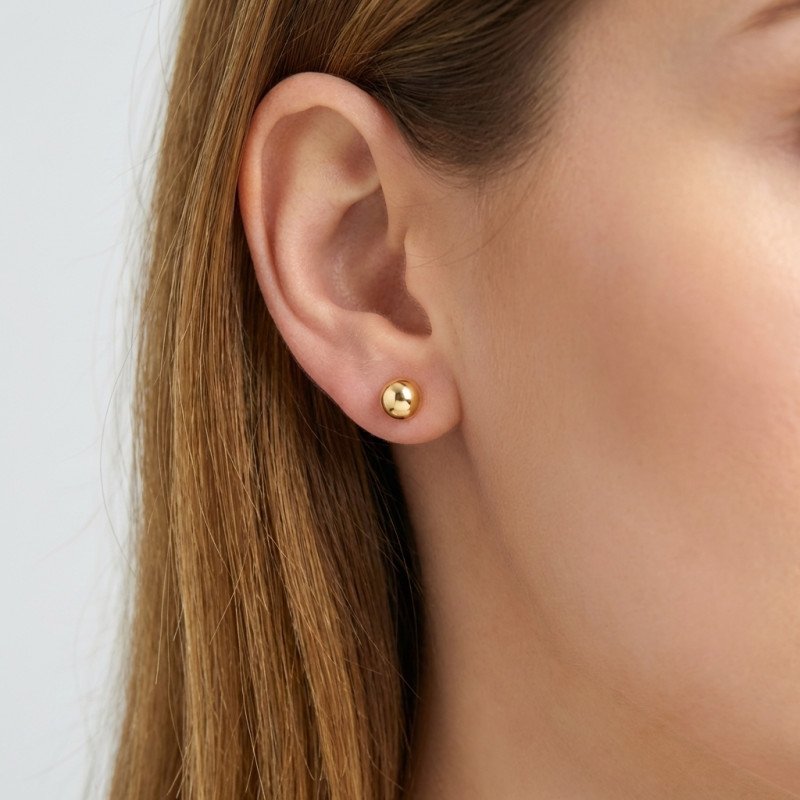 Boucles d'oreilles Argent 925 rosé Boules 6mm porté