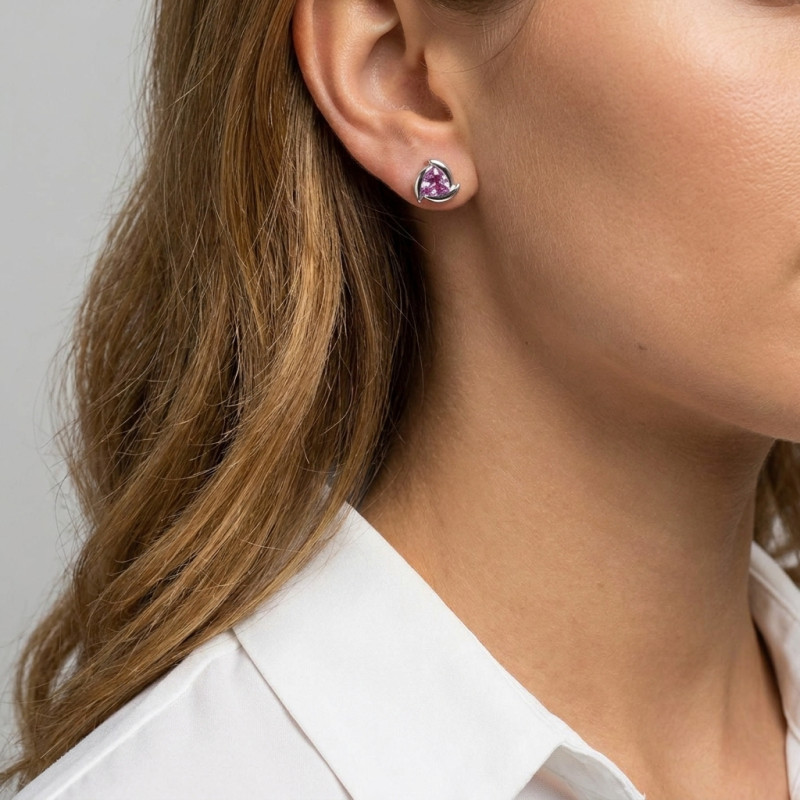 Boucles d'oreilles Argent  Améthyste 3.5mm porté