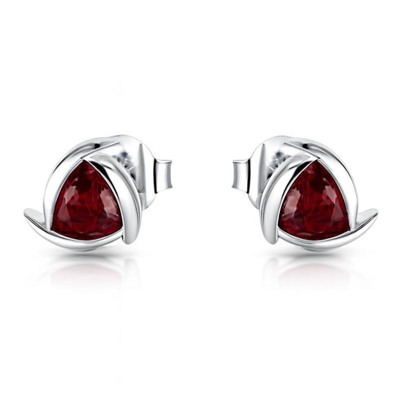 Boucles D'oreilles En Argent 925 Avec Grenat - Fermoir Crochet - Neuf Avec étiquettes
