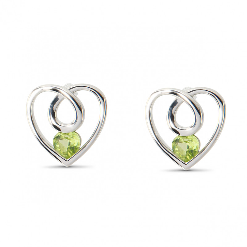 boucle d'oreille aventurine, perle 4 coeurs - Boucle d'oreille