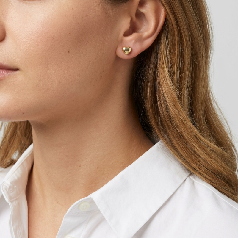 Boucles d'oreilles Coeur Or Jaune 375 porté