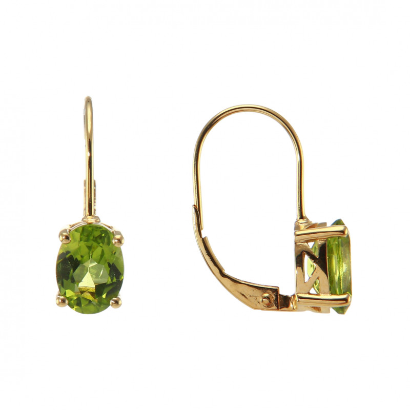 Boucles D'oreilles Dormeuses Créoles Péridot Et Diamant Herkimer - Plaqué Or Jaune, Neuf Avec étiquettes