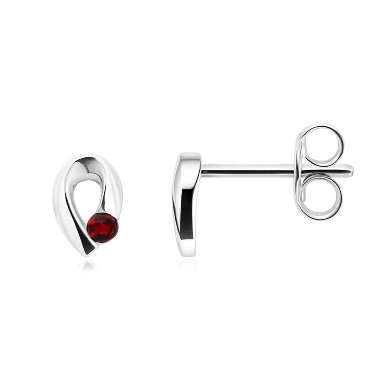 Boucles D'oreilles Pendantes Goutte En Grenat De Synthèse, Argenté, Sans Nickel, Fait Main En Inde - 1,75 Pouce