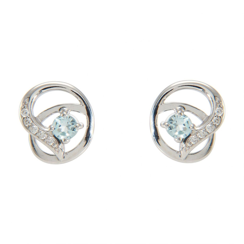 Boucles D'oreilles Pendantes Flocon En Argent 925 Rhodié, Avec Oxydes De Zirconium Bleu - Neuves Avec étiquettes