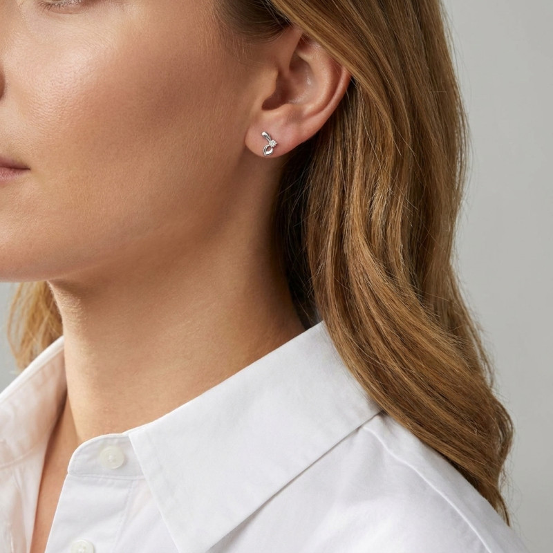 Boucles d'oreilles Or Blanc  Oxyde de zirconium porté
