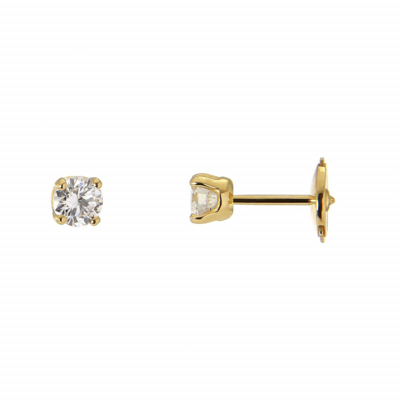 Boucles d'oreilles Or Jaune 750 Diamant 0.60 carat