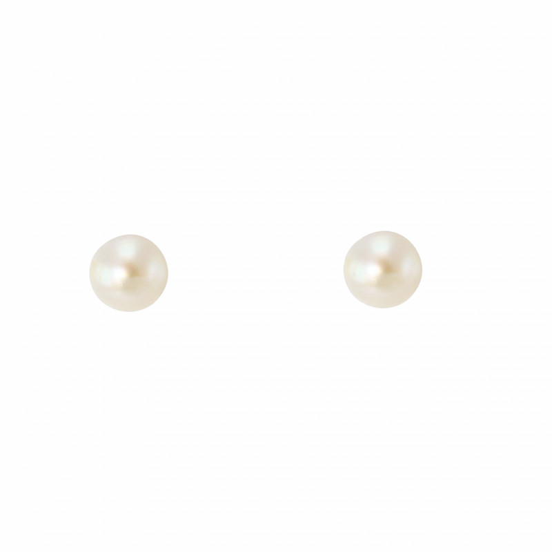 Boucles d'oreilles Or Jaune 750 Perle de culture 4.5mm
