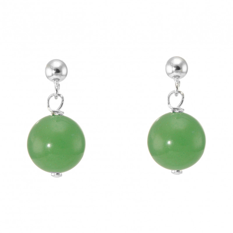 Pendentif En Aventurine Avec Filet Argenté - Chaîne Boule - Neuf Sans Emballage
