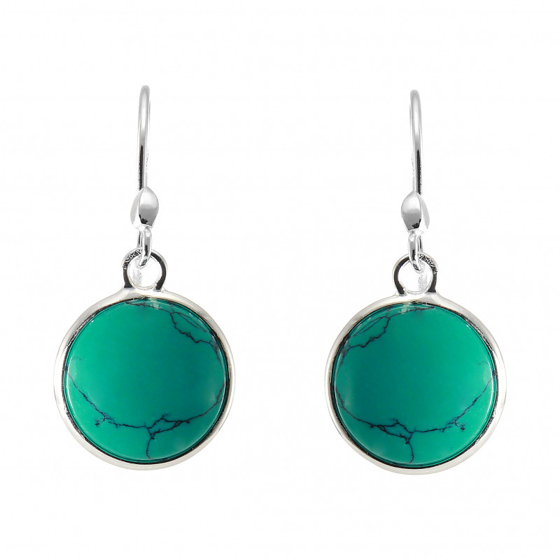 Boucles D'oreilles Pendantes Argent 925 Avec Turquoises - Clous - Neuf Poinçonnées étiquetées
