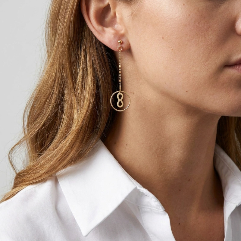 Boucles d'oreilles pendantes Argent Doré Infini porté