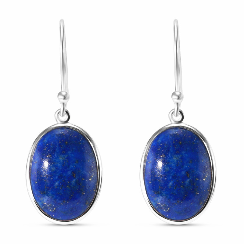 Boucles d'oreilles pendantes Argent et  Lapis Lazuli Ovale 16x12mm