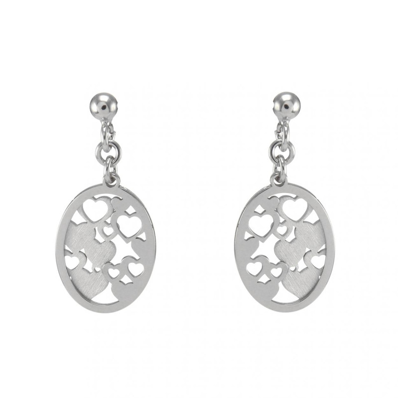 Boucles D'oreilles Crochets En Argent 925 Rhodié - Forme Cœurs - Neuf Avec étiquettes