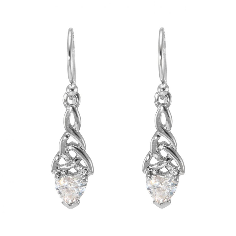 Boucles D'Oreilles Heart Dangle 925 Argent Sterling - Cœur Zircone Cubique 5A Pendantes Pour Femmes Et Filles, Cadeau Élégant