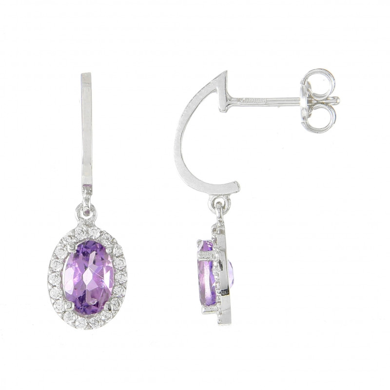 Pendant D Oreilles Argent Amethyste O7 Mm 602655