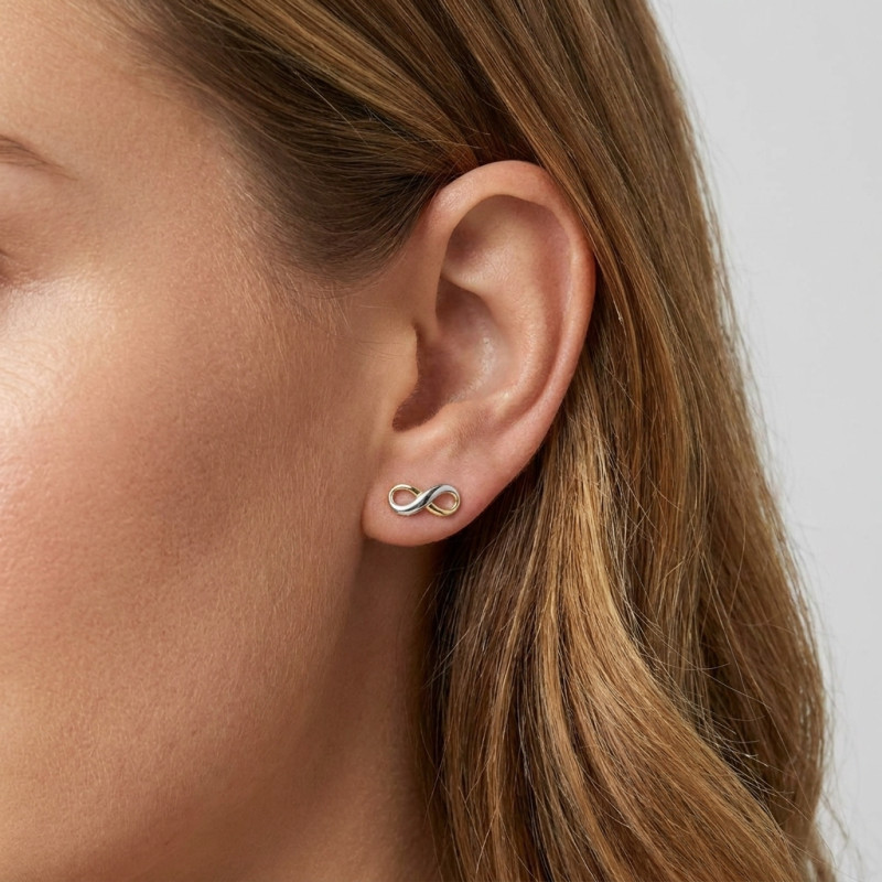 Boucles d'oreilles puces 2 ors 375 Infini porté